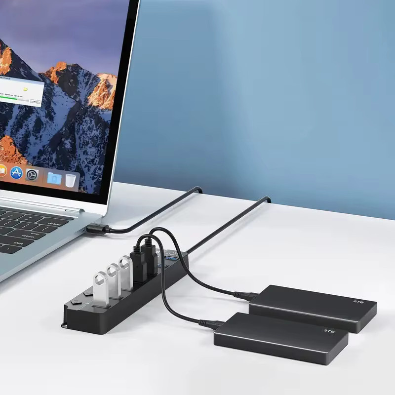 Tutew USB 3.0 Hub Multi-USB-Splitter in Schwarz mit 120 cm Kabel für Computer und Laptop - Bild 4