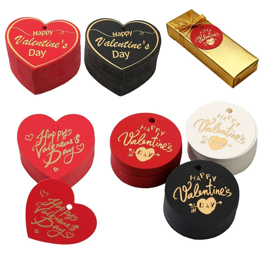100 Stück herzförmige Geschenketiketten aus Papier in Weiß und Rot für DIY-Bastelarbeiten und Valentinstag-Dekorationen - Bild 1