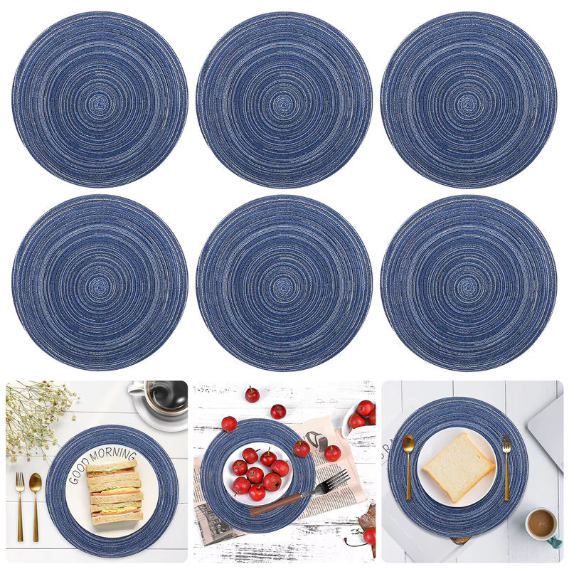 Set mit 6 runden Ramie-Tischsets, geflochten, waschbar und rutschfest, Durchmesser: 38 cm - Bild 5