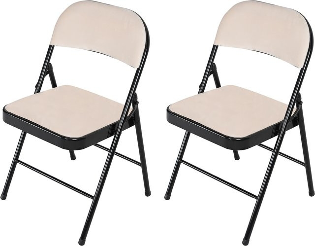 HTI-Living Klappstuhl Wedigo Velvet Beige 2er-Set aus Samt und Metall - Bild 1