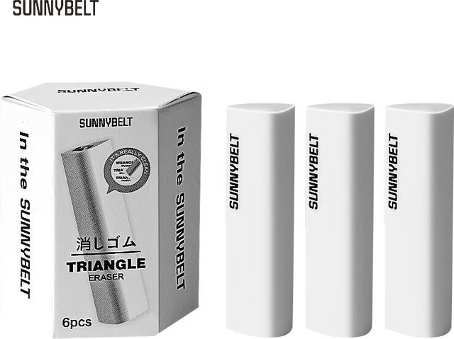 SUNNYBELT Dreieckiger Radiergummi in Weiß für Schule und Studium, rückstandsfrei und sauber - Bild 1