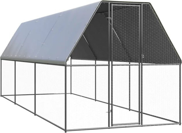 vidaXL Outdoor-Hühnerkäfig aus verzinktem Stahl in Silber und Grau, B/T/H: 6 x 2 x 2 m - Bild 1