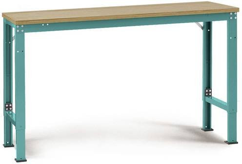 Manuflex Arbeits-Grundtisch UNIVERSAL Spezial mit Multiplexplatte, Wasserblau, B/T/H: 150 x 80 x 72,2-102,2 cm - Bild 1