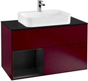 V&B Waschtischunterschrank Finion 100 in Blau Lackiert mit linkem Regal, B/T/H: 100 x 50,1 x 50,1 cm - Bild 1