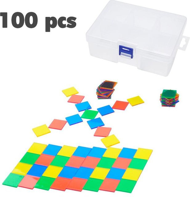 Kidsly Montessori-Zähler, Mathematik-Spielzeug, transparent, bunt, quadratische Platten, Mosaik-Münze, Bingo-Chip - Bild 1