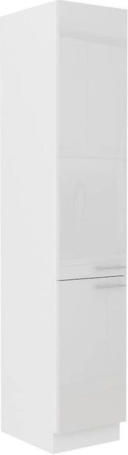 Küchen Hochschrank Lara Weiß Hochglanz mit Regalböden und Scharniertüren, Breite: 40 cm - Bild 1
