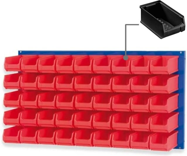 PROREGAL Trägersystem mit blauer Systemplatte und 45 leitfähigen Sichtlagerboxen, H: 50 cm, B: 100 cm - Bild 1