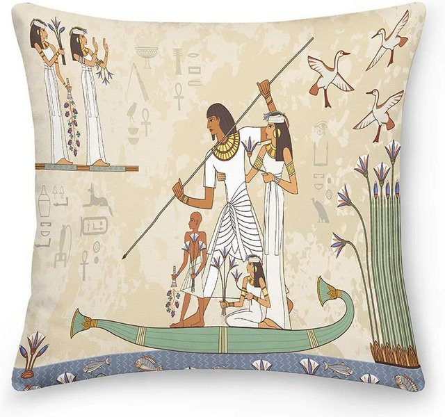 Dekorativer Kissenbezug Altes Ägypten von JMG Clothing in Beige, B/B: 45 x 45 cm - Bild 1