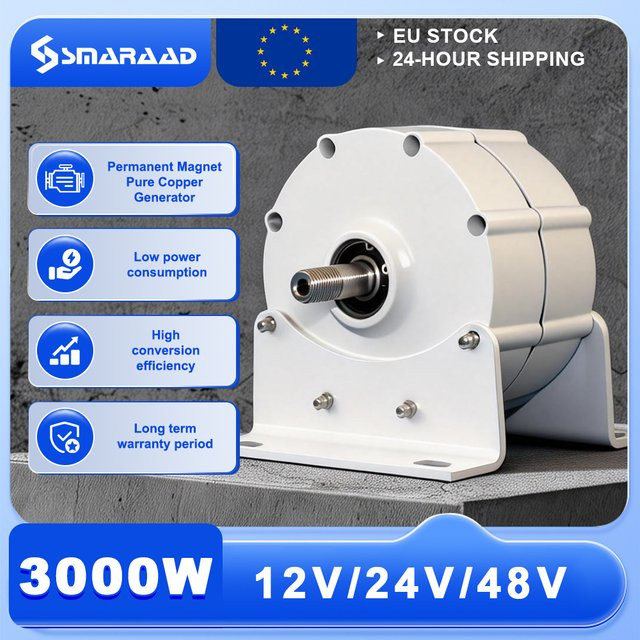 SMARAAD 3000W Getriebeloser Permanentmagnet-Generator für Wasser- und Windkraft, Niedrigdrehzahl-Turbine 12V 48V - Bild 1