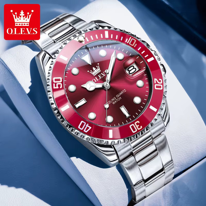OLEVS Armbanduhr, Quarz, Edelstahl, Schwarz, Herren - Bild 2