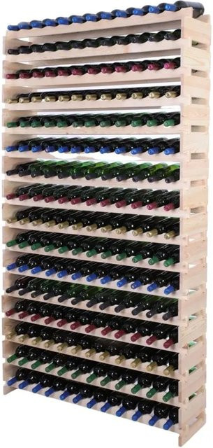 PROREGAL Weinregal VINOTECA FLEX aus massivem Kiefernholz, Natur unbehandelt, braun, H x B x T: 219 x 123 x 28 cm - Bild 1
