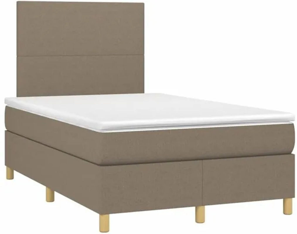 vidaxl Boxspringbett mit Matratze in Taupe meliert aus Stoff und Holzwerkstoff B/T: 120 x 190 cm - Bild 1