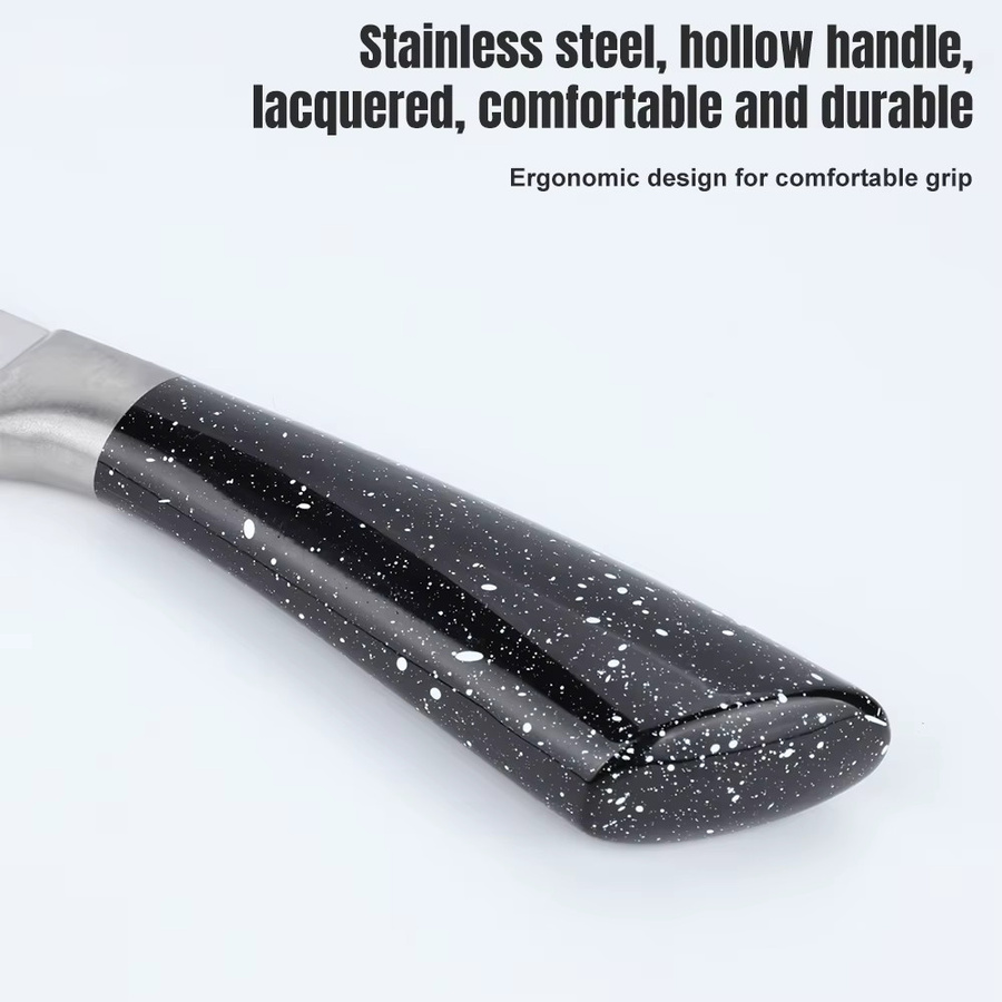MDHAND 6-teiliges Profi-Küchenmesser Set aus Edelstahl mit Messerblock in Schwarz - Bild 3