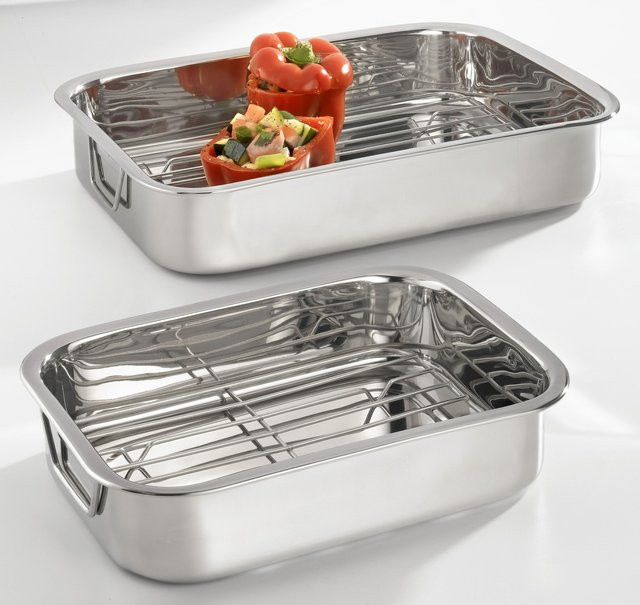 Bratreine von bongusto aus Edelstahl in Silber, rechteckig, B/T/H: 23,0 x 23,0 x 6,0 cm - Bild 1