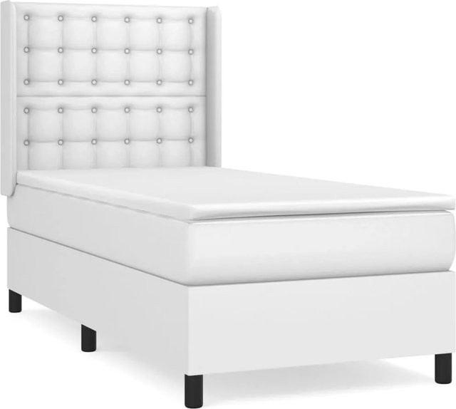 vidaXL Boxspringbett mit Matratze Weiß Kunstleder Hybrid-Design B/T: 80 x 200 cm - Bild 1