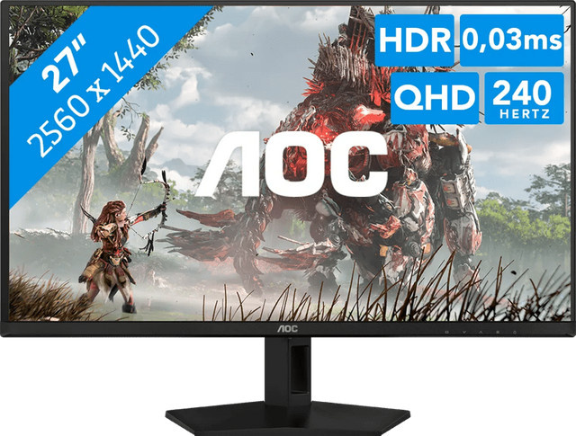 AOC AGON Q27G41ZDF QD-OLED Gaming-Monitor, 27 Zoll, QHD, 240 Hz, Schwarz - Bild 1