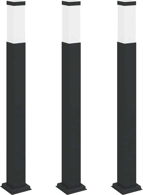 Set aus 3 vidaXL Pollerleuchten in Schwarz aus Edelstahl mit IP44 Schutzklasse und E27 Fassung, Höhe: 80 cm - Bild 1