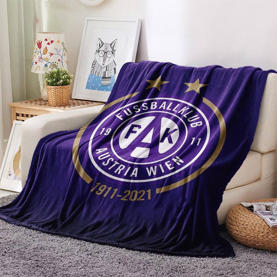 FK Austria Wien Flanell-Decke mit Aufdruck in Lila und Weiß, B/B/H: 150 x 200 cm - Bild 2