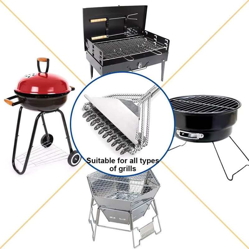 Grillbürste und Schaber aus rostbeständigem Edelstahl in Silber für die gründliche Reinigung deines Grills - Bild 3