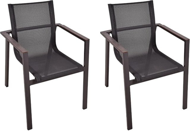 DELUKE Gartenstuhl 2er Set ILJA, wetterfeste Stapelstühle aus Aluminium und Textilene in Schwarz - Bild 1