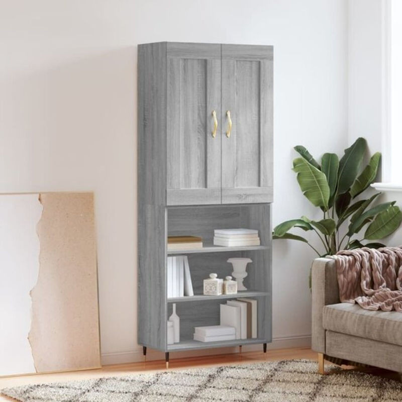 Vidaxl Highboard Modern in Grau aus Holzwerkstoff und Metall, B/T/H: 69,5 x 34 x 180 cm - Bild 1