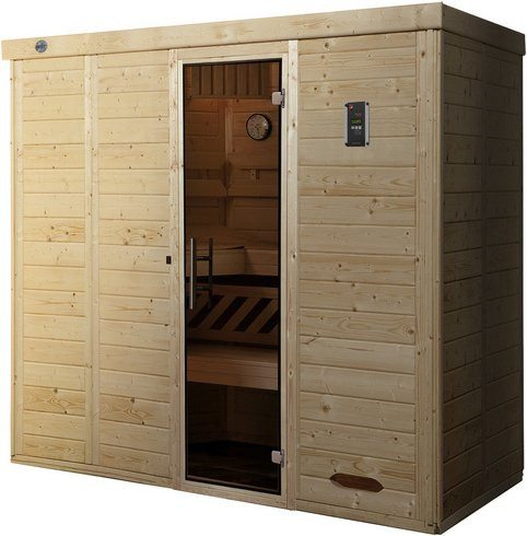Weka Massivholzelementsauna Kemi 5 in Braun mit 5 Glastüren, H x B x T: 193 x 245 x 200 cm - Bild 2