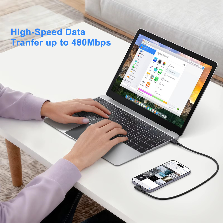 90-Grad USB-A auf USB-C Datenkabel in Schwarz für iPhone, Samsung Galaxy und iPad - Bild 5