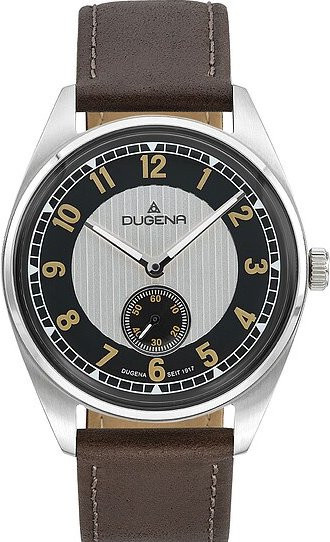 Dugena Herrenuhr, Quarz, Edelstahl, Leder, Schwarz, 39 mm - Bild 1