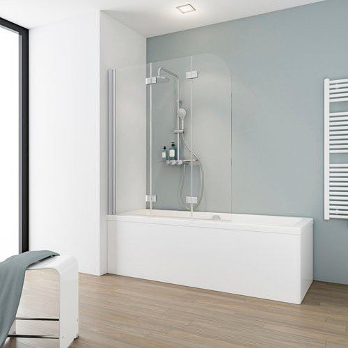 Schulte Badewannentrennwand ExpressPlus aus Sicherheitsglas in Transparent und Silber, B: 125 cm, H: 140 cm - Bild 1
