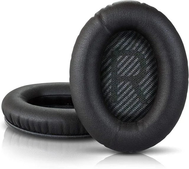 Bose Ersatz-Ohrpolster aus Protein Leder in Schwarz für QuietComfort 2, QC2, QC15, QC25, QC35, AE2, AE2i, AE2w, SoundTrue und SoundLink Kopfhörer - Bild 1