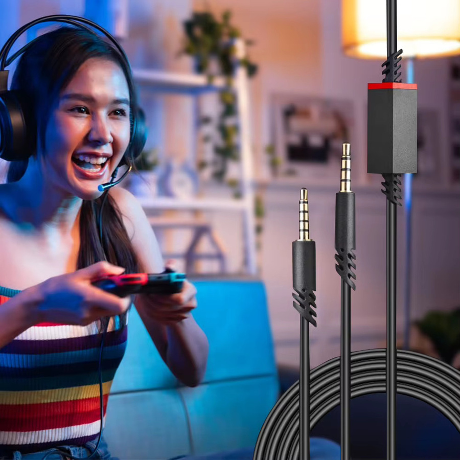 Shunmaii Audio-Kabel mit Inline-Stummschalter für Astro A10 A30 A40 A40TR A50 Gaming-Headsets, 3,5 mm Klinke, Schwarz, kompatibel mit PS5 und PS4 Controller - Bild 2