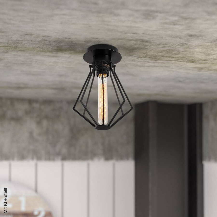 Opviq Deckenleuchte Oylat Schwarz im Industrial Design mit E27 Fassung, B/H/T: 18 x 25 x 18 cm - Bild 3