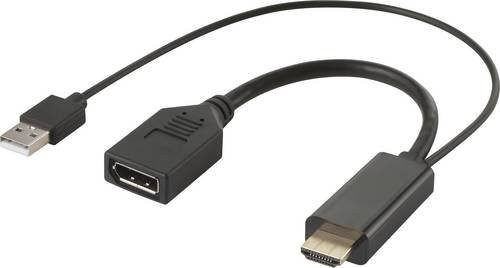 Renkforce HDMI auf DisplayPort Adapterkabel mit USB 2.0, Schwarz, 4K UHD - Bild 1
