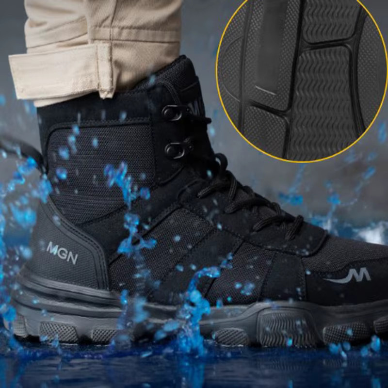 Kankeirr Arbeitsstiefel in Schwarz mit Stahlkappe und rutschfester Sohle für Herren und Damen - Bild 2
