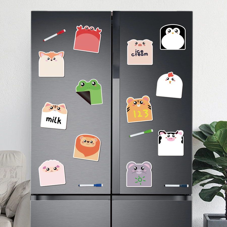 12 wiederverwendbare Magnetnotizen in Tierform mit 4 löschbaren Stiften, Multicolor, Kunststoff - Bild 3