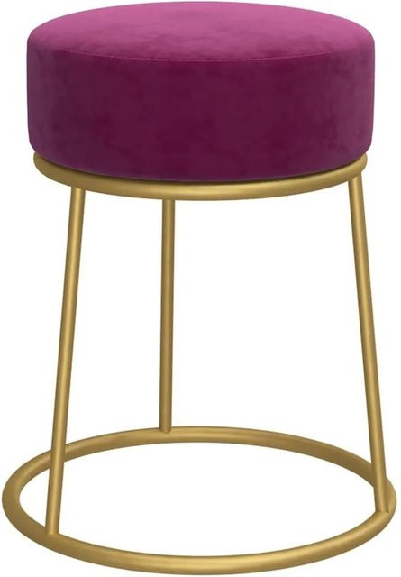 vidaXL Runder Samt Hocker in Violett mit goldenem Metallgestell, Durchmesser: 30 cm, Höhe: 38 cm - Bild 1