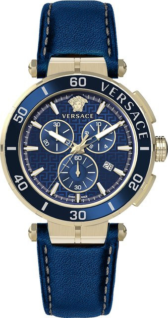 Versace Chronograph, Quarz, Edelstahl, 45 mm, Blau, Herren - Bild 1