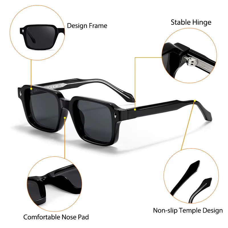 CATERSIDE Sonnenbrille, Quadratisch, Vollrand, Kunststoff, Unisex - Bild 4