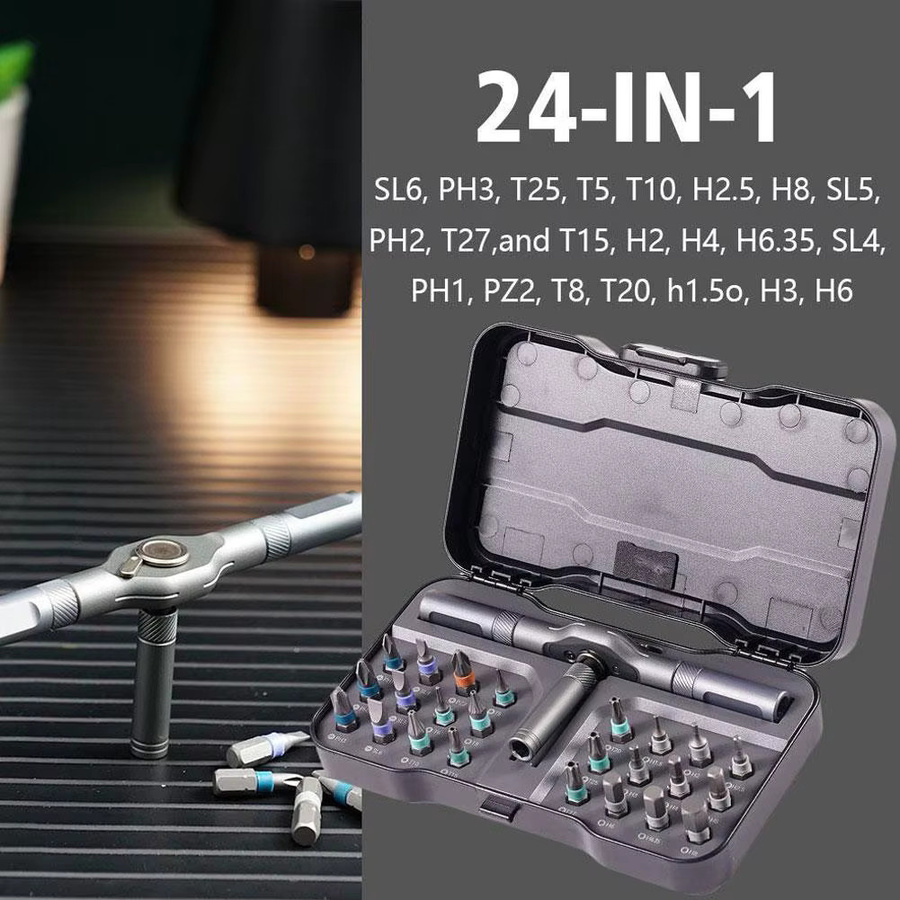24-in-1 Magnetisches Ratschenschraubendreher-Set mit Multi-Bit-Antrieb und abnehmbarem Griff für DIY-Arbeiten - Bild 2