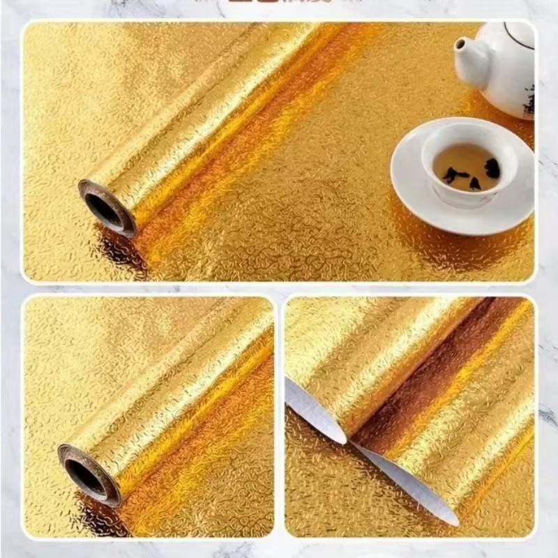Selbstklebende 3D Wandaufkleber aus Aluminiumfolie, wasserdicht und ölbeständig für Küche und Schrank, Silber und Gold - Bild 4