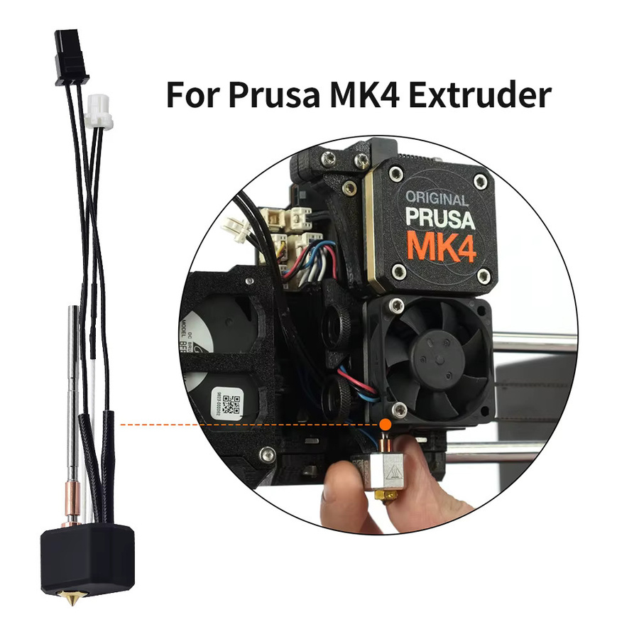 Prusa MK4 Hotend Set mit Heizpatrone, Heizblock und 0,4 mm gehärteter Stahldüse für FDM 3D-Drucker - Bild 2