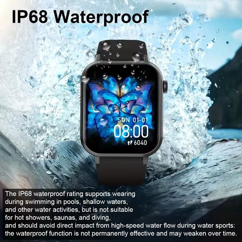 KESHUYOU Smartwatch, Edelstahl, Silikon, Schwarz, Herren und Damen - Bild 4