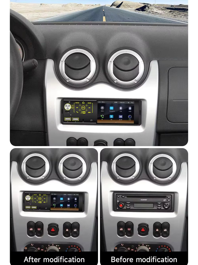 BQCC 1DIN Autoradio mit Carplay und Android Auto, 4,1 Zoll MP5-Player mit Bluetooth 5.1, USB-A und FM, Schwarz - Bild 6