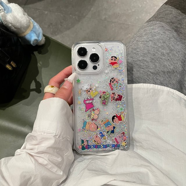 Crayon Shin-chan Liquid Quicksand Handyhülle für iPhone 11 bis 17 Pro Max Plus Air Boochan Cover - Bild 1