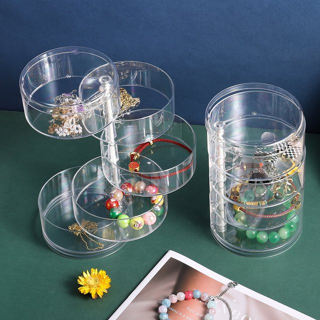 St.kunkka Rotierende Schmuckbox Transparent mit mehreren Ebenen für Ohrringe, Halsketten und Armbänder - Bild 1