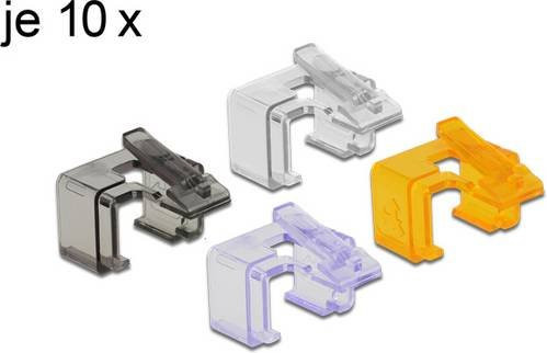 Delock RJ45 Reparatur Clip Set für Ethernet/LAN, 40 Stück, Mehrfarbig (transparent, schwarz, violett, orange) - Bild 1