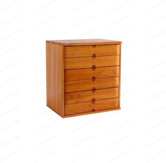 Schreibtisch-Aufbewahrungsbox aus Massivholz in Braun als A4-Datei-Organizer und mehrstöckiger Großraumschrank mit Holzschubladen zur Organisation von Kleinteilen - Bild 1