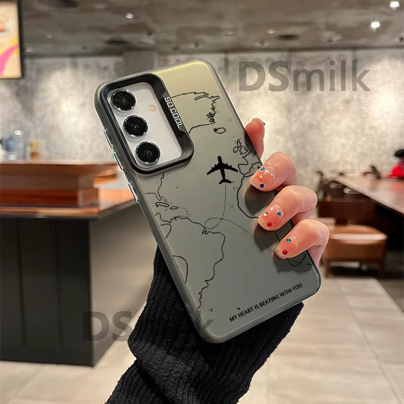 Samsung Handyhülle im Flugzeug-Linien-Design für S25 S24 S23 S22 S21 S20 FE Ultra Plus aus hartem PC und TPU in Grau - Bild 1