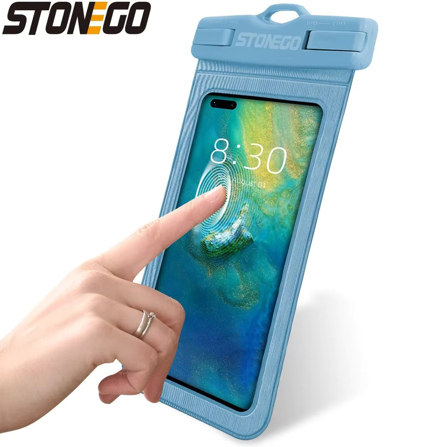 STONEGO Universelle wasserdichte Handyhülle für Schwimmen und Tauchen in Weiß oder Blau - Bild 2