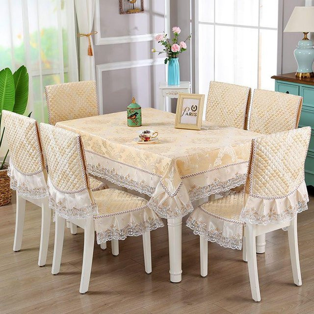 Super Six Tischdecke aus Baumwolle und Polyester mit floralem Jacquard-Muster in Beige, modern und maschinenwaschbar - Bild 1